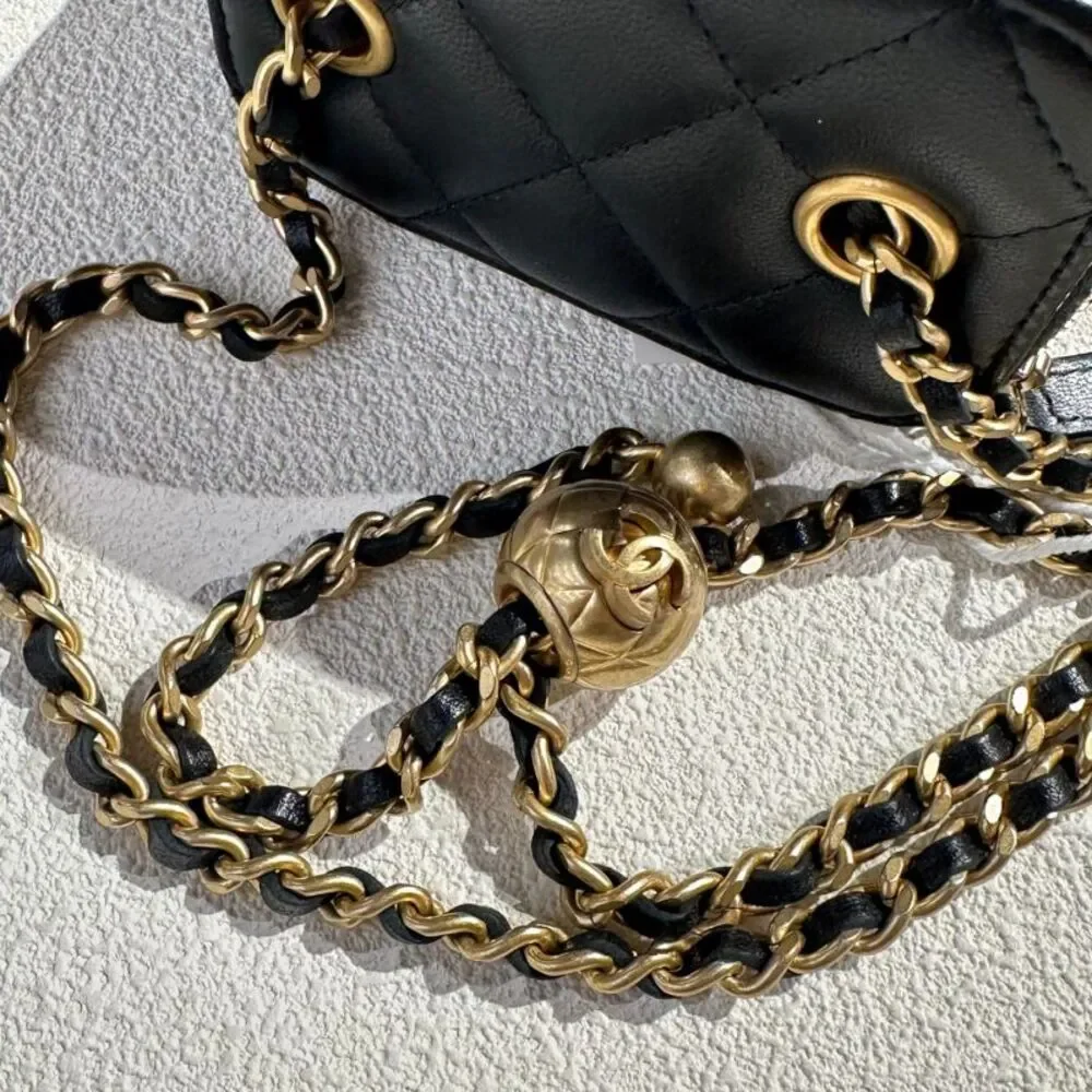 CHANEL Black Quilted Lambskin Mini Vanity Bag with Gold Hardware
